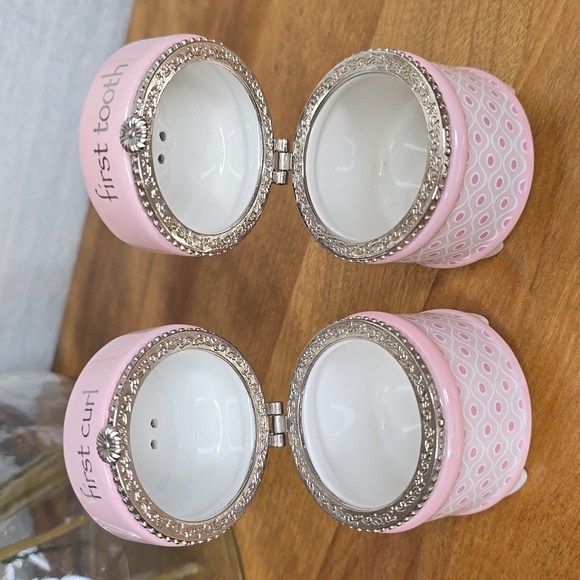 Demdaco First Tooth & First Curl Pink Ceramic Stoneware Keepsake - Picture 3 of 5